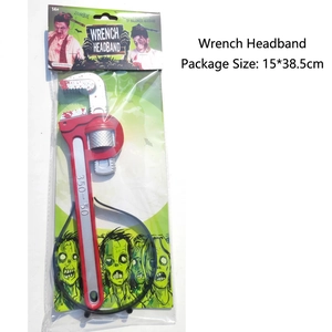 Macro shot of Halloween wrench headband in retail packaging with zombie graphics
