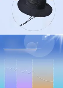Détail du chapeau de soleil gris foncé avec maille respirante et mentonnière réglable