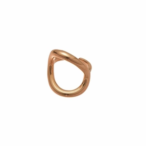 Polished rose gold irregular geometric open ring with minimalist organic flow design