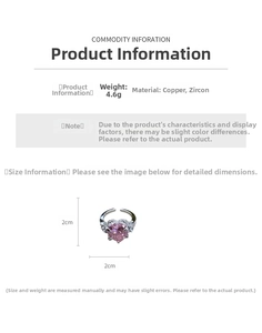 Detail view of the pink zircon heart crown ring with precise 4.6g weight and size data