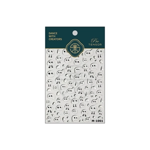 3D embossed water drop nail stickers with cute ghost motifs in gold stamping packaging