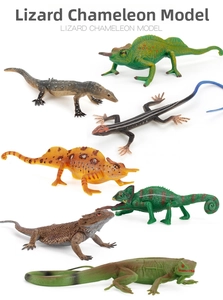Set of seven realistic plastic lizard toy models with detailed textures and colors