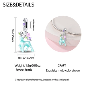 Tableau des tailles détaillé pour charm élan lumineux orné de zircons multicolores