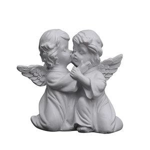 Pair of white resin praying angel figurines for elegant Nordic home desktop decoration