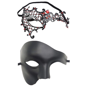 Maschera Veneziana Per Mascherata Mezza Faccia Metallo Intagliato Strass Halloween Carnevale Festa Costume Per Coppie