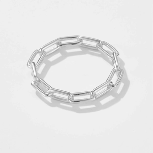 Minimalist 925 silver Cuban link chain ring featuring a sleek geometric design for women