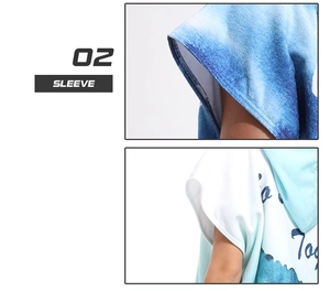 Close-up of high-quality armhole stitching on microfiber hooded beach towel poncho