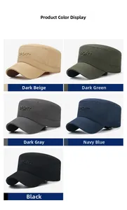 Multi-color cotton flat top caps with SPORT embroidery in black grey navy and olive