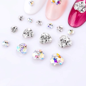 Charmantes fleurs en cristal pour ongles, coloris clair et AB, pour nail art 3D DIY