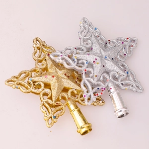 Glittery gold and silver hollow star tree toppers for Christmas tree decoration