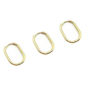 Minimalist 18K gold-plated stainless steel oval hoop earrings on a clean white background