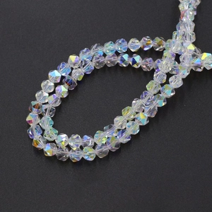 6mm faceted AB crystal glass beads with colorful rainbow finish for DIY jewelry making