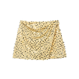 Women Sequin Mini Skirt Sexy Wrap Unbalanced Bodycon Party Clubwear Shiny Polyester