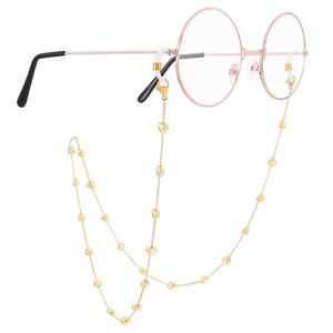 Elegant gold titanium steel heart-shaped eyewear chain with anti-slip rubber loops