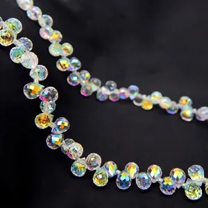 Faceted strawberry crystal glass beads with AB rainbow coating for DIY jewelry making
