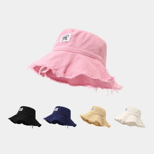 Cappello A Secchiello In Tela Di Cotone Retrò Con Bordo Sfilacciato Patch Lettera Brooklyn Stile Di Strada Parasole