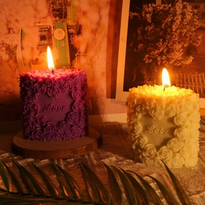 Rose heart love embossed pillar candle mold for romantic aromatherapy candle making