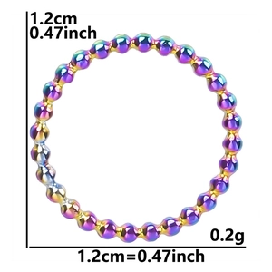 Iridescent stainless steel ring bead with 1.2cm diameter and 0.2g weight details
