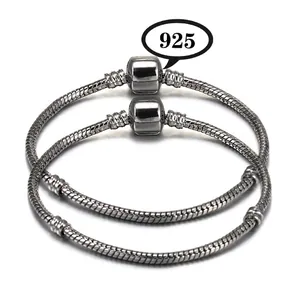 Unisex Gunmetal Black Snake Bone Bracelet Stamp Barrel Clasp DIY Jewelry Making Base Chain Bracelet