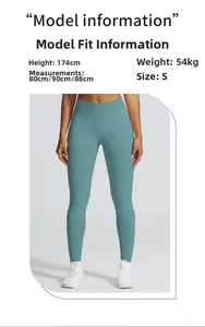 Guide des tailles montrant les mesures du mannequin pour legging yoga sans couture
