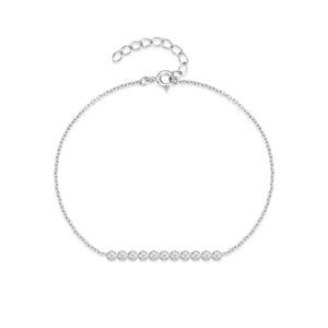 Close-up of 925 sterling silver bracelet featuring a row of sparkling cubic zirconia stones
