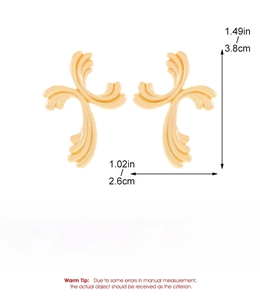 Detailed view of gold teardrop earrings with dimensions showing 3.8cm height and 2.6cm width