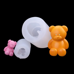 3D teddy bear silicone molds with finished resin bears for DIY crafts and decor
