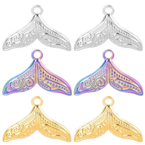 Whale Tail Pendant Necklace Stainless Steel Embossed Mermaid Tail Clavicle Chain Jewelry For Women