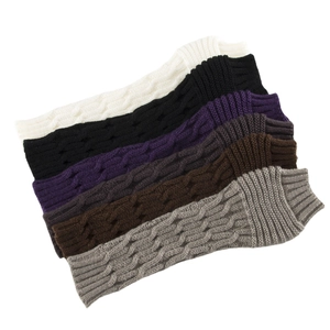 Winter knitted fingerless arm warmers in five colors with classic cable knit texture