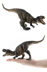 Detailed realistic T-Rex dinosaur model with lifelike scales and roaring pose