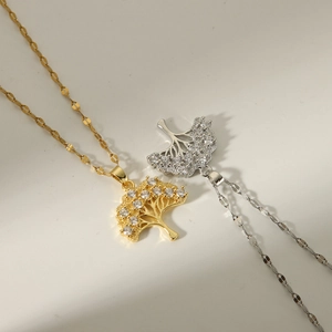 Titanium Steel Tree Of Life Pendant Necklace For Women Rhinestone Micro Pave Clavicle Chain Jewelry Gold Silver Color Gift