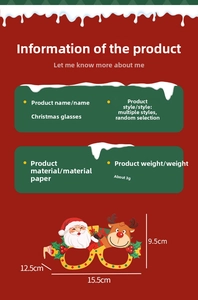 Détails de lunettes de Noël en papier coloré avec des motifs de Père Noël et rennes