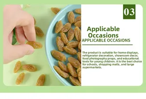 Realistic PVC raisin food model with detailed dried texture for DIY cake decor and props