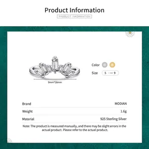 Elegante anello a corona in argento sterling 925 con cinque radiosi diamanti taglio baguette