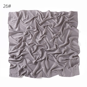 Solid color satin square scarf, breathable soft matte imitation silk women fashion headwear.