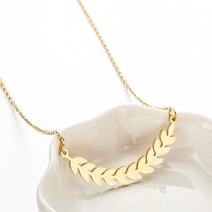 Minimalist Wheat Ear Pendant Necklace Stainless Steel Leaf Clavicle Chain Elegant Niche Design Jewelry For Women