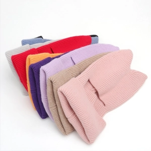 Winter knit balaclava for kids with cat ears in multiple colors like pink and red