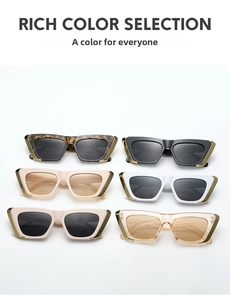 Detailed grid showing vintage cat-eye sunglasses in six different stylish color frames