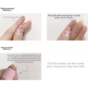 Detailed guide showing two methods for measuring nail width for press-on nails accurately