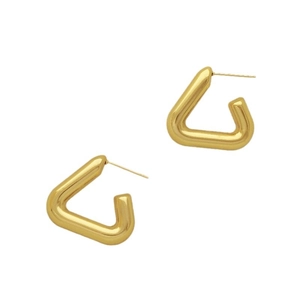 Elegant gold triangular geometric earrings in minimalist polished stainless steel
