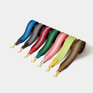 Woven Wide Shoulder Strap Polyester Wax Thread Cowhide Leather Ends Crossbody Handbag Replacement Accessory Geometric Pattern