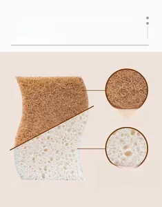 Dual-sided sponge detail showing natural sisal fiber and soft wood pulp cotton texture