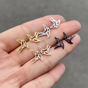 Stainless Steel Hollow Swallow Bird Stud Earrings Minimalist Animal Jewelry For Women
