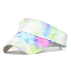 Women's colorful tie-dye sun visor hat with wide brim for outdoor beach activities