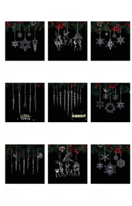 Detailed grid of crystal acrylic Christmas ornaments including snowflakes and reindeers