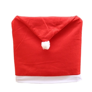 Christmas Santa Claus hat chair covers in red and white non-woven fabric for dining decor