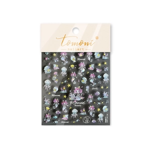 Dreamy mermaid seashell fluorescent nail stickers with sea horse and jellyfish patterns