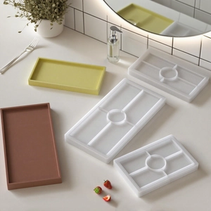 Rectangular resin tray silicone molds set for DIY plaster and jesmonite jewelry plates