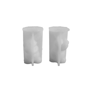 Two-piece cylindrical silicone mold for woven rabbit and bear candles or soap DIY craft