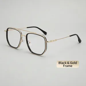 Fashion Polygon Double Bridge Glasses Frame Blue Light Blocking TR Metal Eyewear For Men Women